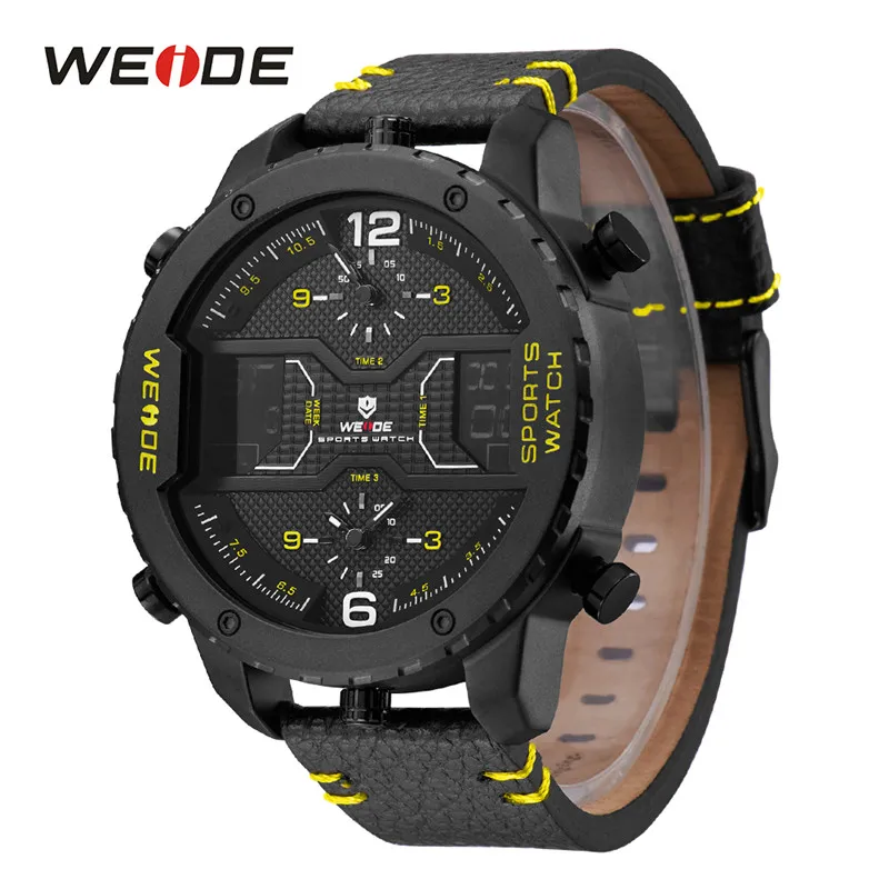 

Relogio Masculino WEIDE Watch Men Digital Date Men Watch Military Analog Quartz watch Leather Strap Wristwatch Mens Watches