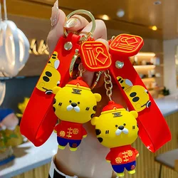 LLavero de dibujos animados de año del tigre para mujer, llavero de animales de juguete, bolsa colgante, regalo, 2022