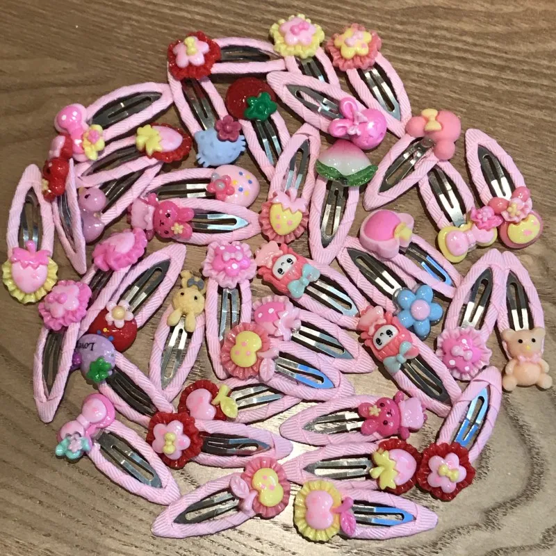 

10PCS New Arrival Cartoon Hair Pins For Kids Party Gifts Pink Animal Flowers Metal Hair Clips Hair Accessories Head Wear
