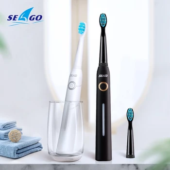 

Seago Fast Rechargeable Sonic Toothbrush Electric Smart Automatic with Case Whitening Replacement Brush Head Adult Waterproof