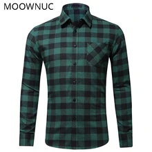 Рубашка новая мужская модная брендовая клетчатая Весенняя умная Повседневная фланелевая без глажки американский размер мужская летняя официальная одежда с длинными рукавами MOOWNUC MWC
