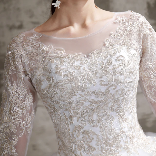 Applique Lace O-neck Wedding Dress 4