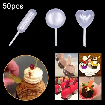 

50Pcs 4ml Disposable Heart Round Shape Liquid Dropper Transfer Pipettes for Strawberry Cupcake Ice Cream Chocolate Cake Toppers