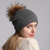 Winter Autumn Pompom Beanies Hat Women Knitted Wool Skullies Casual Women's Cap Real Raccoon Fur Pompom Hats ► Photo 1/6