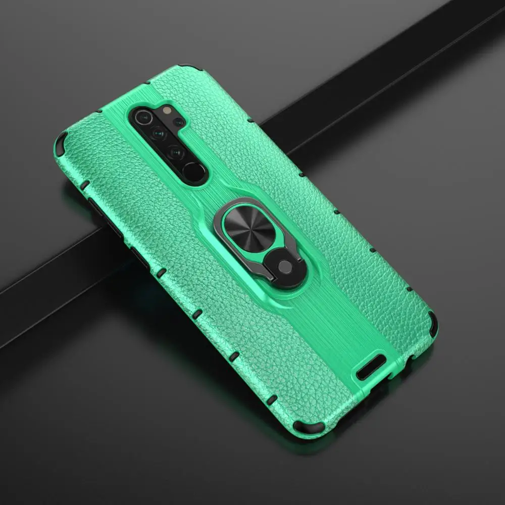 Жесткий чехол Natrberg для Xiaomi Redmi Note 8 Pro, кожаный чехол, автомобильный держатель для пальца, бампер, чехол для Redmi Note8, чехол - Цвет: Зеленый