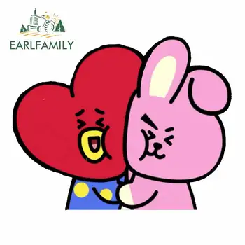 

EARLFAMILY 13cm For Bt21 Cartoon Car Stickers DIY Personality Decal Occlusion Scratch Fashion For JDM SUV RV Decoration