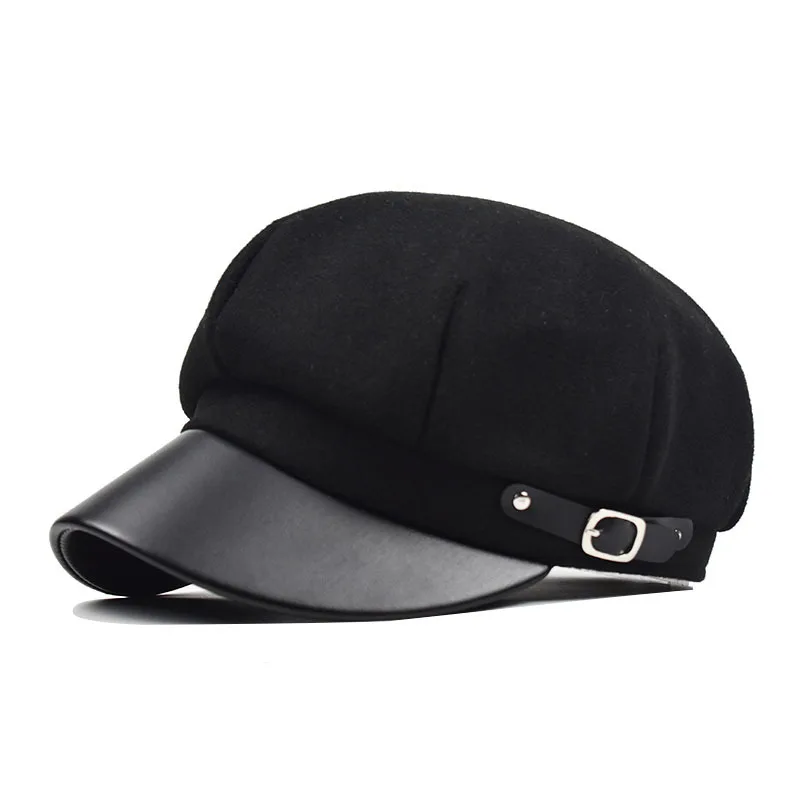 

Autumn Winter Hats for Women Solid Plain Octagonal Newsboy Cap Men Ladies Casual Wool Hat Winter Beret Women Painter Cap