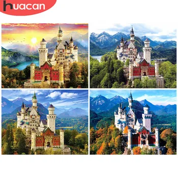 

HUACAN Full Square Diamond Painting 5D Castle Diamond Art Embroidery Landscape Mosaic Home Decoration Gift