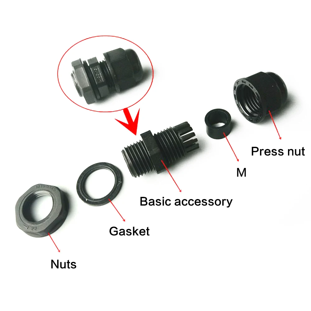 10PCS PG9 Cable Waterproof Connector Plastic Nylon Cable Fixed Head