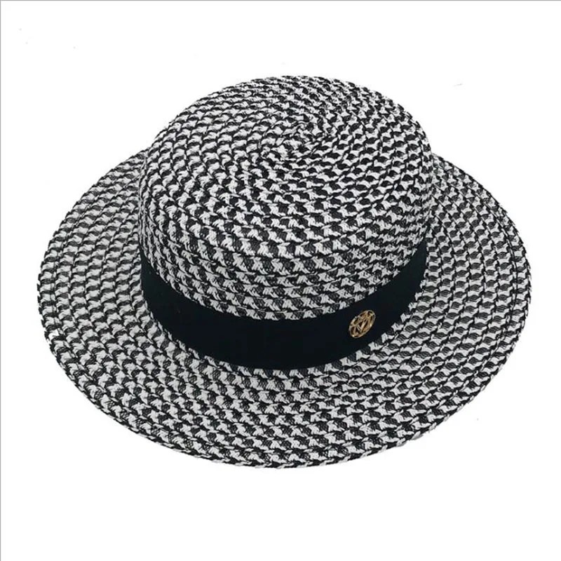 2022 Summer hat flat top hat black with 
