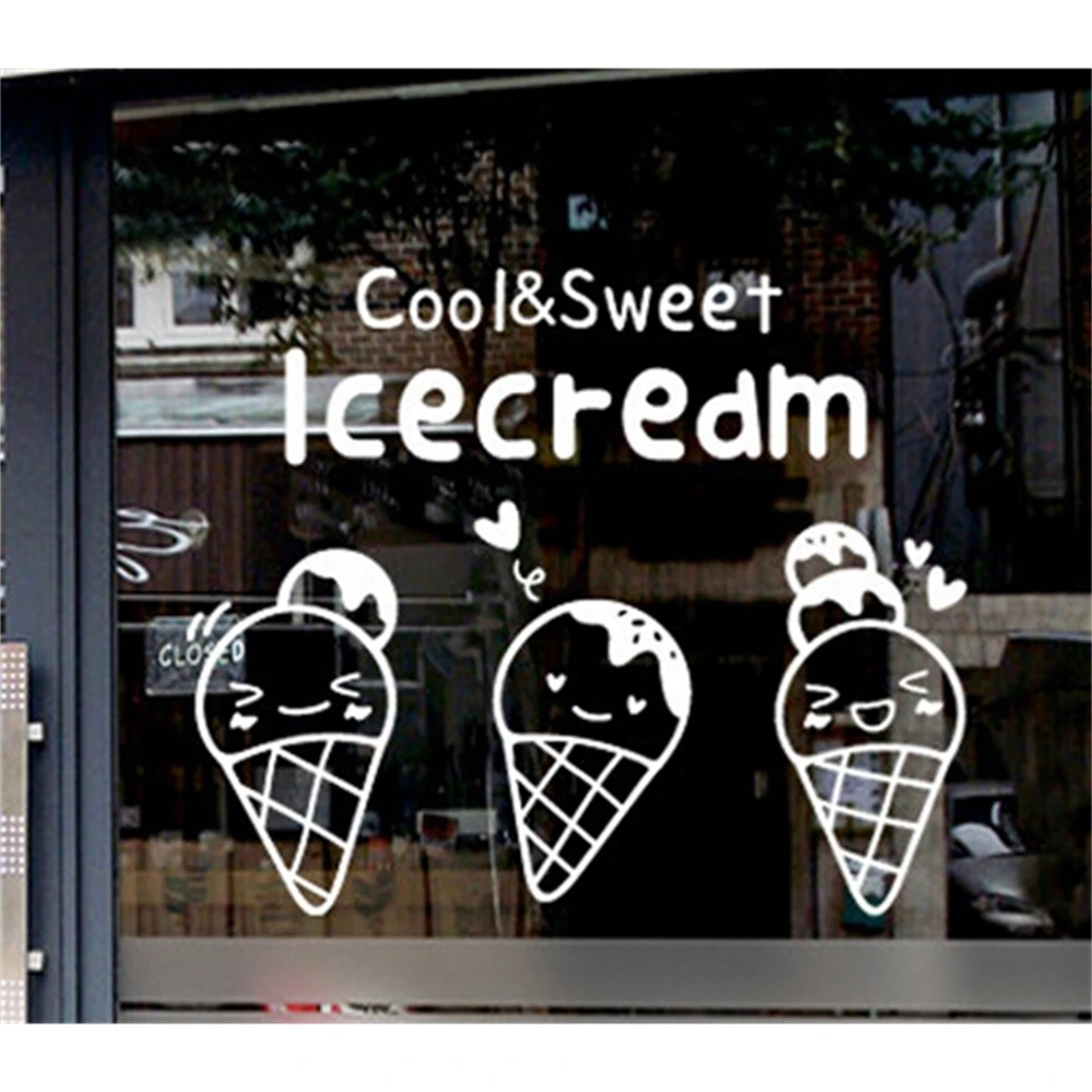 Sweet Ice Cream Store Window Sticker Door Wall Drink Food Shop Sticker