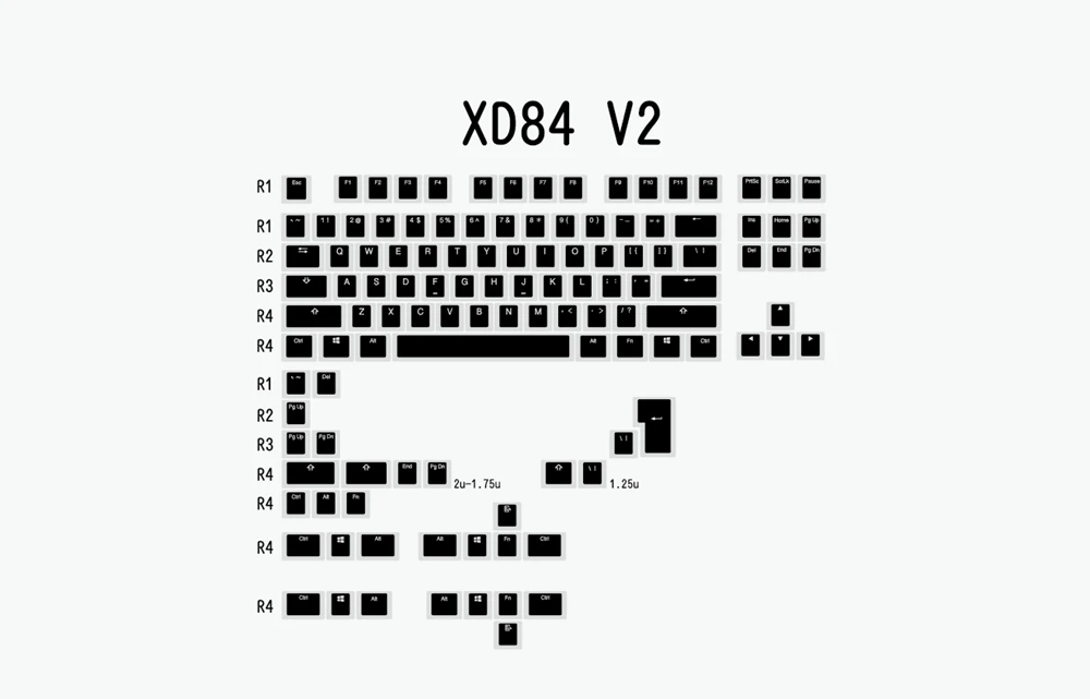 Pudim V2 PBT Doubleshot Keycap, OEM, retroiluminado