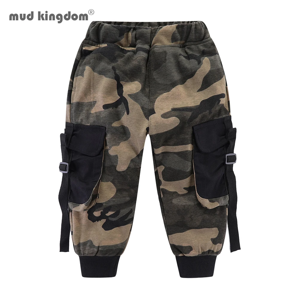 Mudkingdom/комплекты для маленьких мальчиков с камуфляжным принтом брюки бега 2020