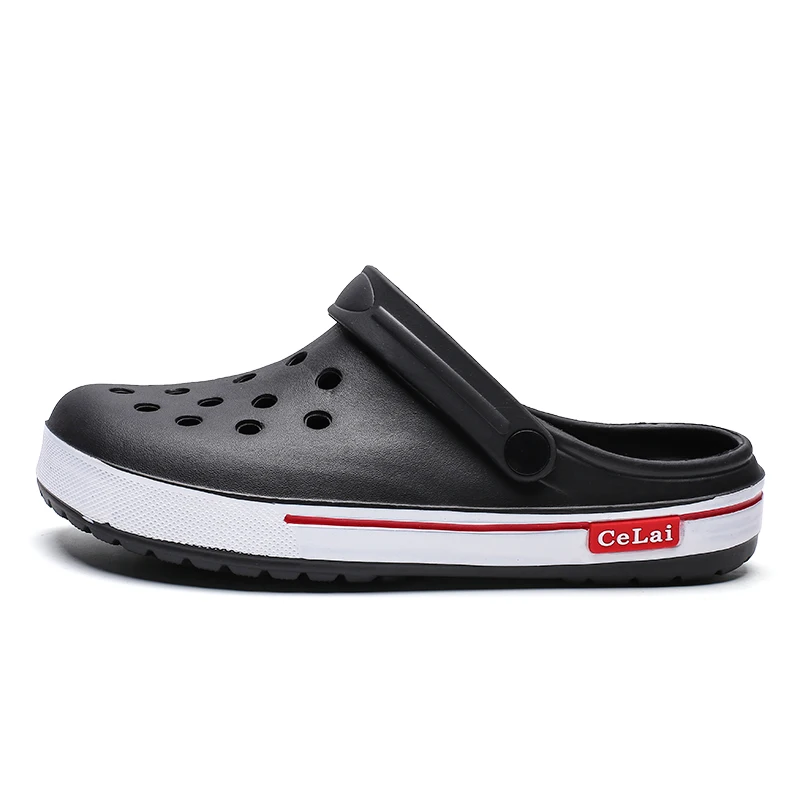 Классический сад шлепанцы быстросохнущая водонепроницаемая обувь Для мужчин спортивные летние пляжные быстросохнущие тапочки сандалии для прогулок обувь в стиле шик - Color: Black
