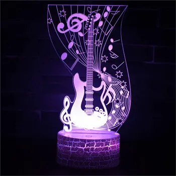 

Acrylic 3D Print Guitar/Music Notes Lamp 7 Color Change 3D RGB Table Lamp Touch Switch Bedroom LED Night Light Home Decor Gift