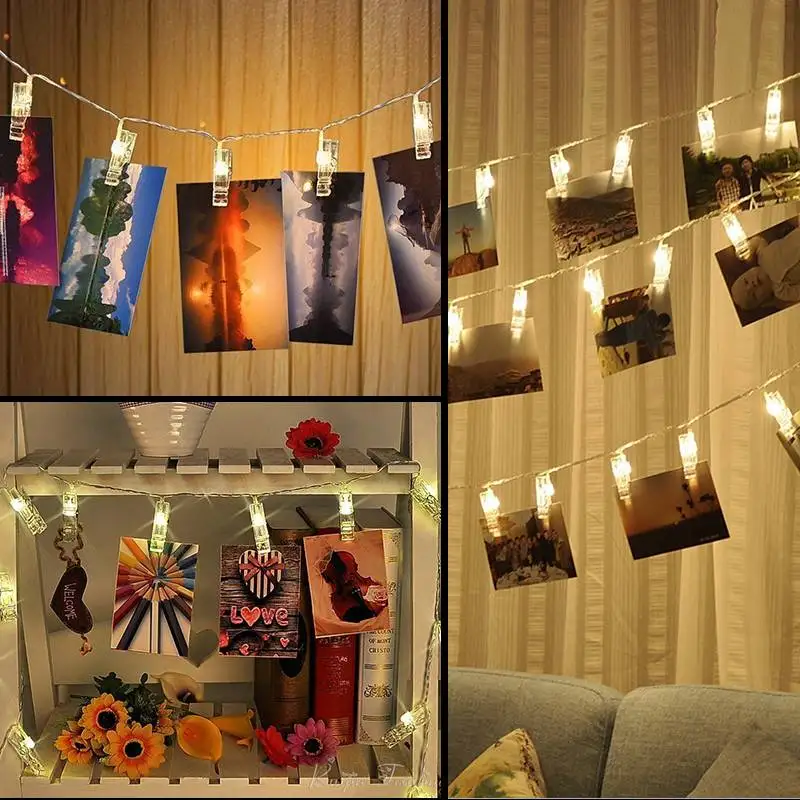 

4.2m 40 LED Photo Clip String Lights USB Powered Photo Peg Clip Light Hanging- Warm White/ Multicolor Home Decor