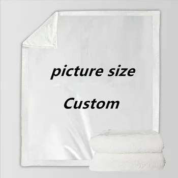 

Plush Personalized Custom Blankets Winter Warm Easy Wash Faux Fur Blankets Three Thicken blanket Customized Home Flannel Blanket