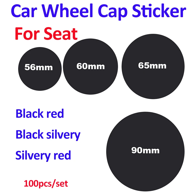 

100x Aluminum Car Wheel Caps Label 56mm 60mm 65mm 90mm Auto Emblem Sticker Decal for Seat Cordoba Ibiza Cupra Leon Toledo Altea