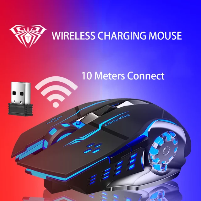 AULA SC100 Wireless Gaming Mouse Rechargeable RGB LED Backlit with 800mAh Battery Ergonomic Optical 2 4G