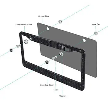 

License Plate Frame Crystal Waterproof Stainless Steel License Plate Frame For Auto Truck Vehicles
