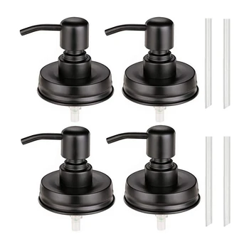 

4-Pack Mason Jar Soap Dispenser Lid, Painted Black Rust Proof Lotion Dispenser Lid for Regular Mouth Mason Jar
