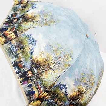 

Painting Folding Umbrella Van Gogh Painting Chinese Art Sakura Umbrellas Umbrella Women 10K Parasol Black Coating uv Paraguas