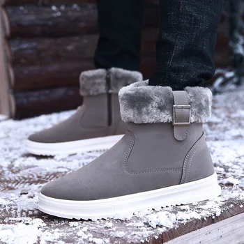 

Nice New Vogue Fashion Winter Men Boots Wear Resistant Handmade Ankle Boots Warm Working Boot Zipper Men Casual Shoes Zapato