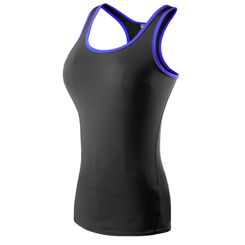 Blue And Black Быстросохнущий женский жилет для занятий йогой, фитнесом, бодибилдингом, атлетикой, безрукавки для спортзала, рубашки без рукавов, дышащий Женский жилет для бега - Цвет: Blue And Black