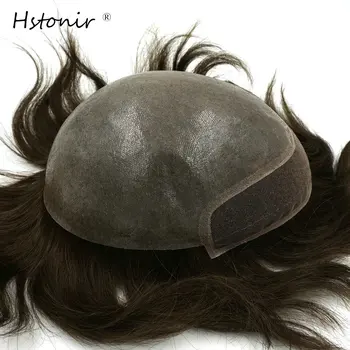 

Hstonir Indian Remy Hair Material Mens Toupee Top Closure Hair Replacement System Easy Trichological System H091