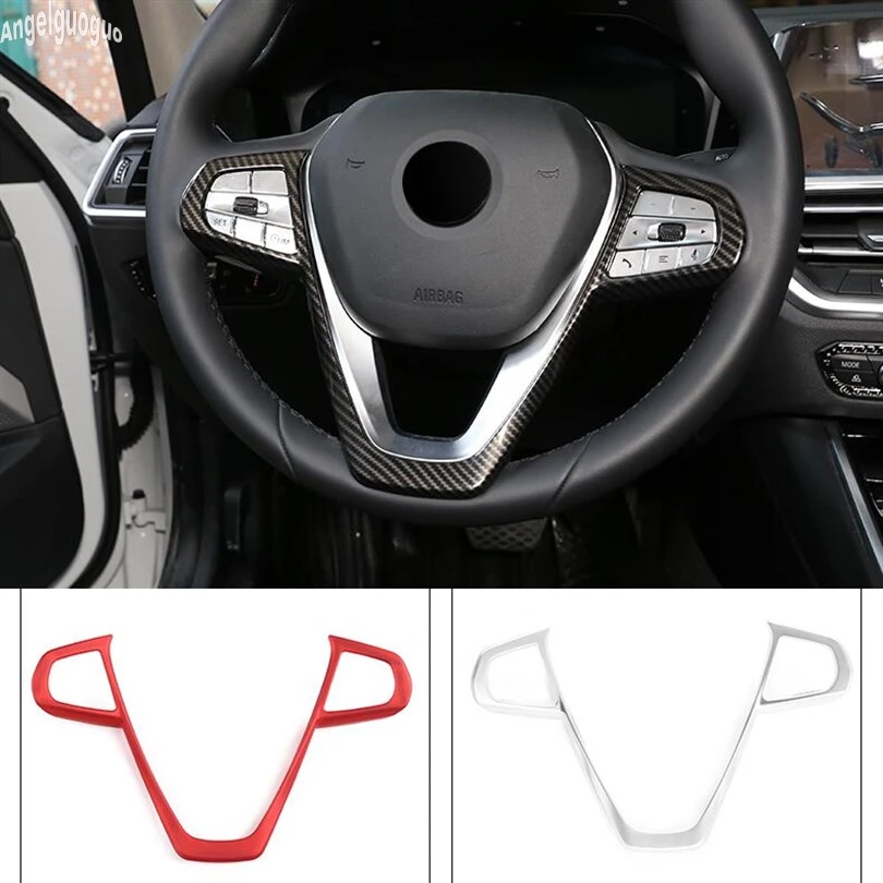 ABS chrome Carbon Red For BMW 5 3 series G20 G30 X3 G01 X5 G05 G07 G32 2020+ Steering Wheel V Frame trim button Decoration Cover