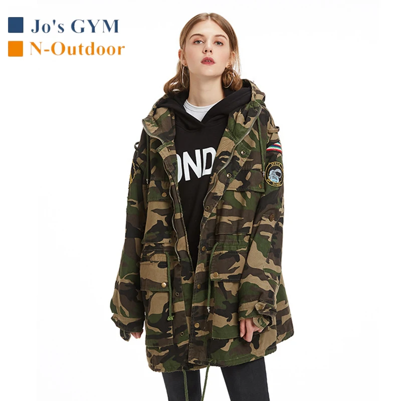 

Outdoor Camouflage Denim Jacket Hooded Fashion Trend Loose Big Pocket Jacket Casual Comfortable Breathable Hiking Windproof Coat