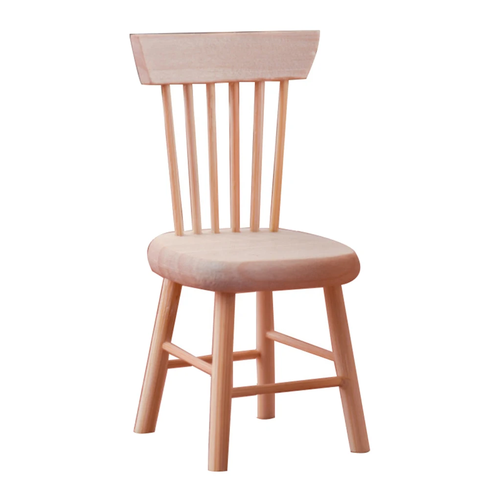1/12 Miniatures Handmade Unpainted Dining Chair Scene Decoration Photo Props