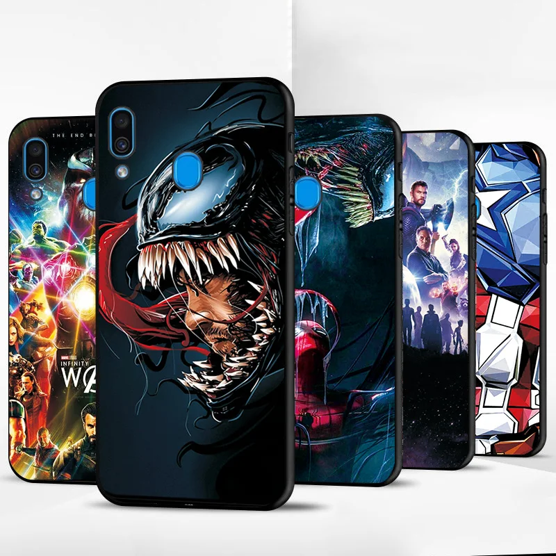 Крышка для samsung Galaxy A10 A20 A30 чехол Крышка героя Marvel из термопластика черный для samsung A50 A60 A70 A20E A40 A30S A50S A70S чехол для телефона