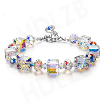 

Fashionable Charm Super Shiny Bracelet Sterling Silver Crystal Size Sugar Bangles S925 Silver Chirstmas Gift