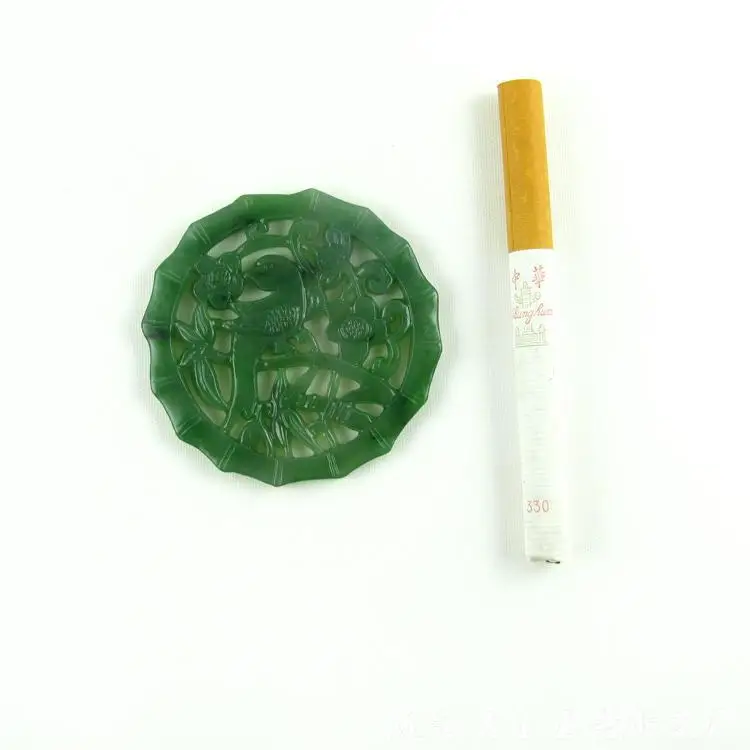 Hetian Jade Russian Jasper Mine Timber Level Spinach Green Lucky Pixiu Double Pixiu Pendant Men And Women