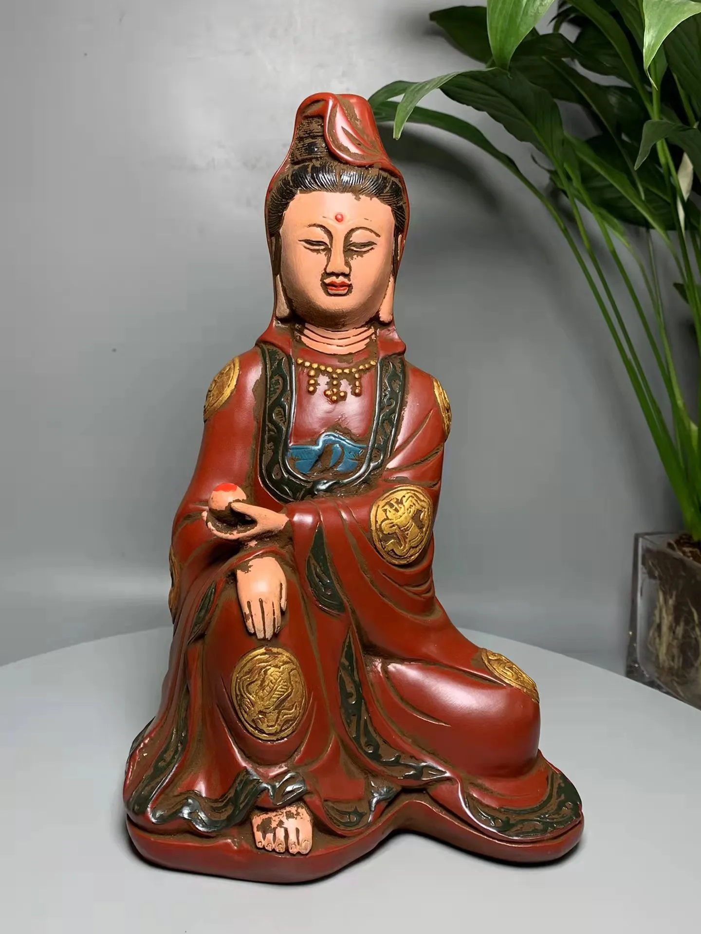 

Rare Qing Dynasty old Lacquerware Guan yin statue,#01,Free shipping
