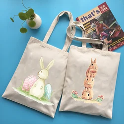 Cute Cartoon Rabbit Series Shopping Bag Fashion Tote Bag Printing Large Capacity Conventional  Bags Canvas Simple  Shoulder Bag