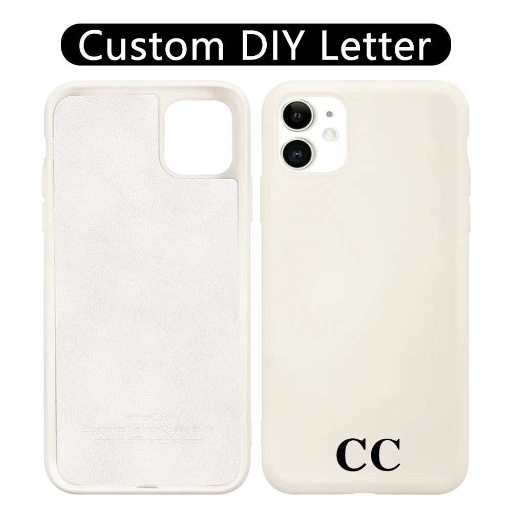 Nombre personalizado DIY cartas para iPhone 12 Pro MAX SE 2020 XR XS caso líquido cubierta de silicona para iPhone 11 7 8 Plus niñas Funda