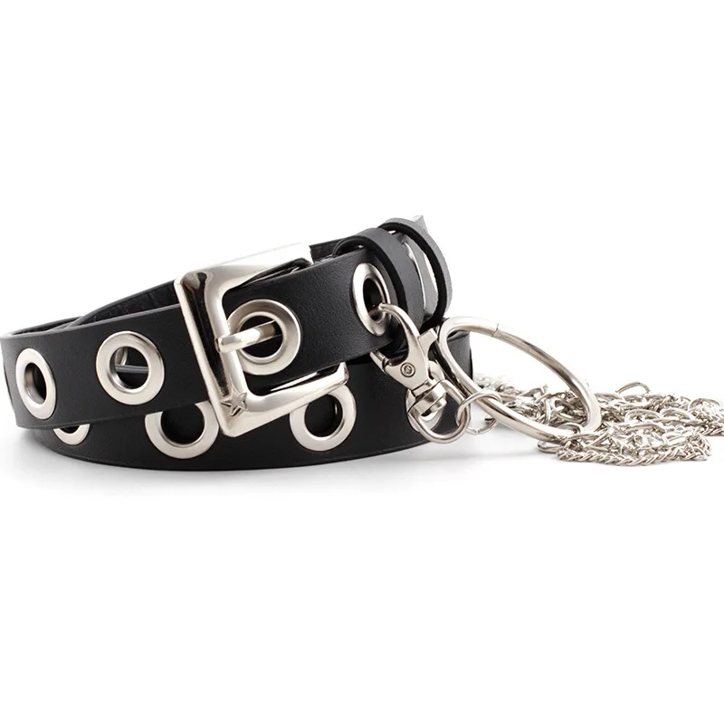

Punk Rock Round Ring Chain Girls Belt Snakeskin Leopard Print Designer Belts Women High Quality Fashion Waist Belt Luxury Brand