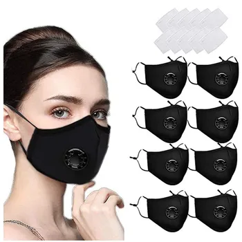 

8x mask +16x filter face mask Washable Reusable Mask Anti Pollution Mouth Respirator Dust Masks Cotton Unisex Mouth Muffle Black