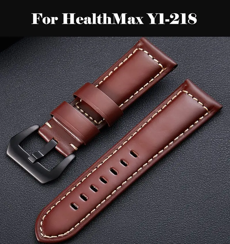 

Genuine Leather Watch Band Strap for Watchband size 16 18 19 20 21 22 24 mm Black Watch wristband Bracelet For HealthMax Y1-218