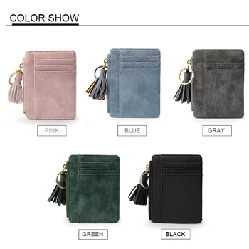

Fashion Tassel Mini Unisex Credit Card Zipper PU Women Case Card package Coin Wallet Change Purse