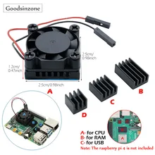 Raspberry pi 4 modelo b diy cpu ventilador de refrigeração com base de alumínio do dissipador calor + ram dissipadores de calor conjunto kit para raspberry pi 4 pi4
