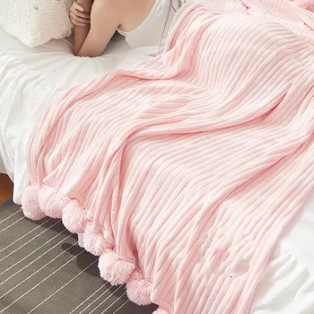 

ins ball blanket cotton knitted blanket Nordic air conditioning blanket sofa blanket