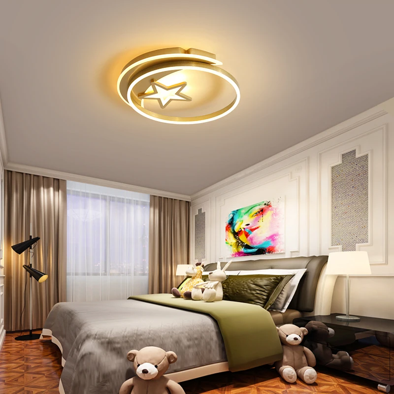 AWSIaiton Ceiling Lights for living room Bedroom Study room Gold coffee finished Metal Round Lustre Avize home ceiling lamp