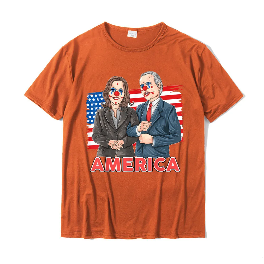 Custom O-Neck T Shirt NEW YEAR DAY Tees Short Sleeve Company 100% Cotton Custom T Shirt Fashionable Mens Free Shipping Funny Joe Biden Is A Democratic Clown T-Shirt__20812 orange