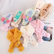 Осенне-зимний детский плюшевый шарф, корейский меховой шарф для мальчиков и девочек, женские шарфы с милым рисунком