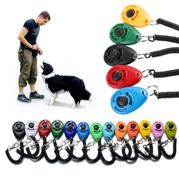 Dog Training Clicker Pet Cat Plastic New Dogs Click Trainer Aid Tools Adjustable Wrist Strap Sound Key Chain Dog Supplies 6