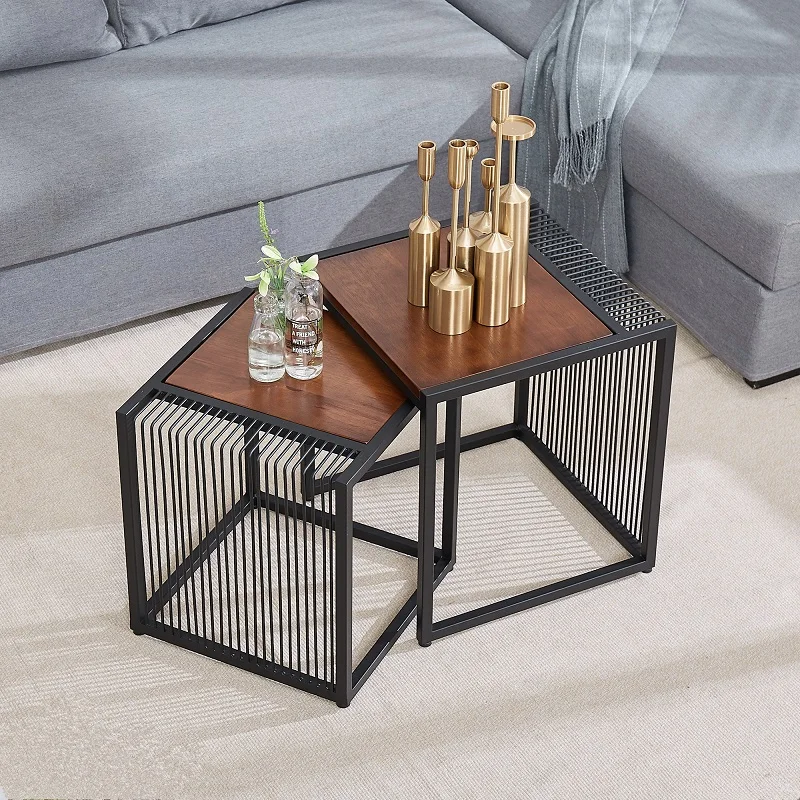 Nordic Living Room Furniture Iron Small Tea Tables Sofa Side Table Solid Wood Coffee Bedroom Bedside Cabinet | Мебель