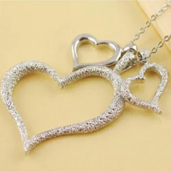 

Collares Kolye Fu Han Edition Fashion Accessories Wholesale Jewelry Necklace Sanded Love Three Heart Pendant With South Korea